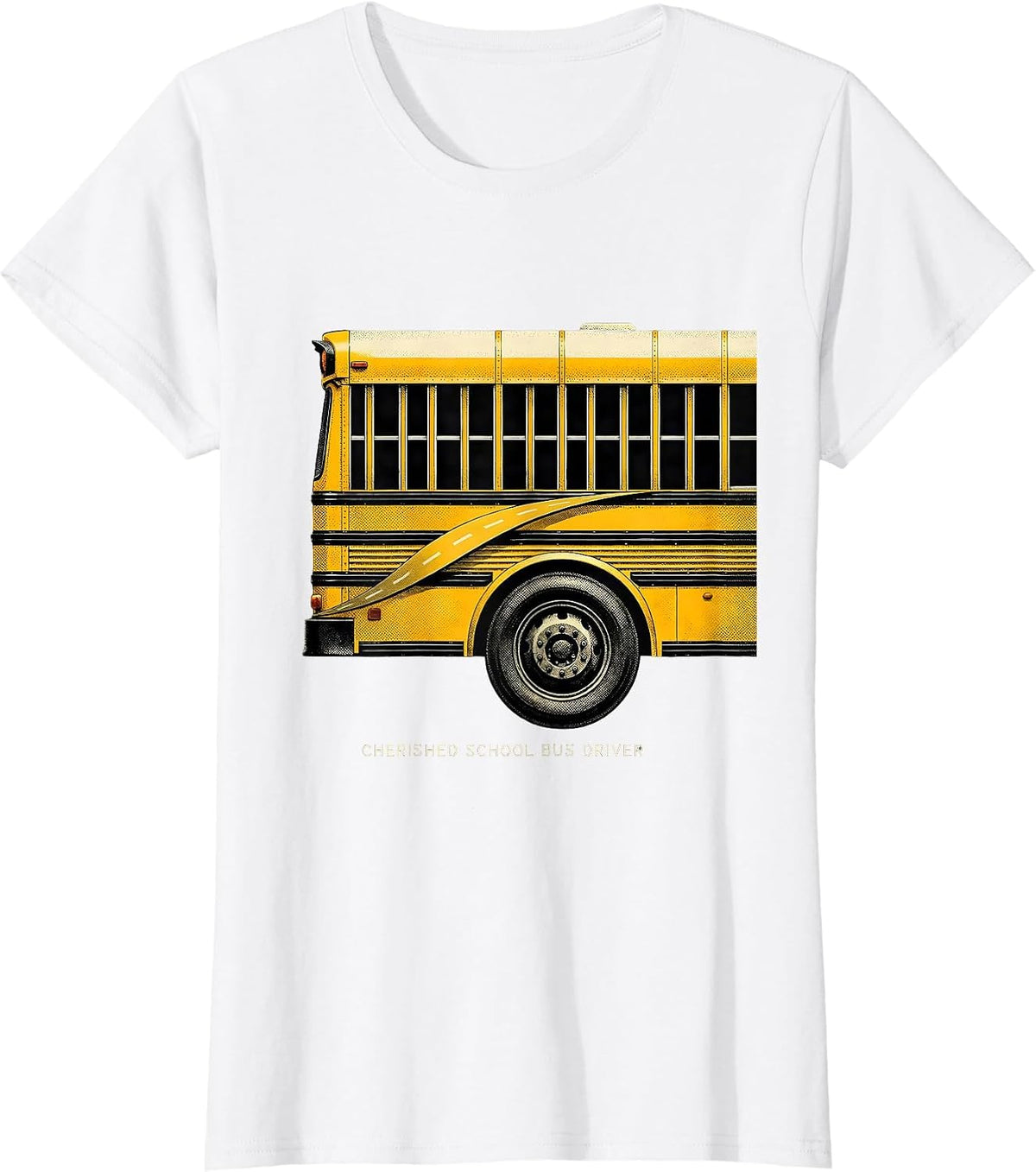 Cherished School Bus Driver Geometric Appreciation Gift T-Shirt - White