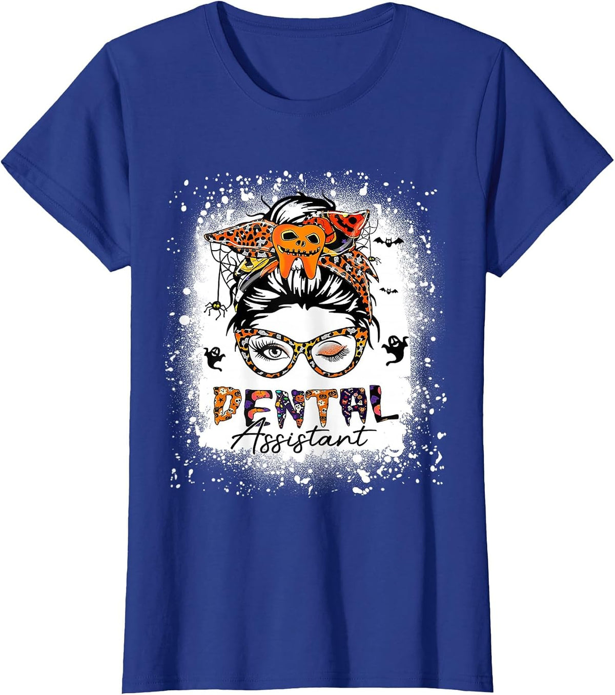 Dental Life Messy Bun Dentist Dental Assistant Halloween T-Shirt - Royal Blue