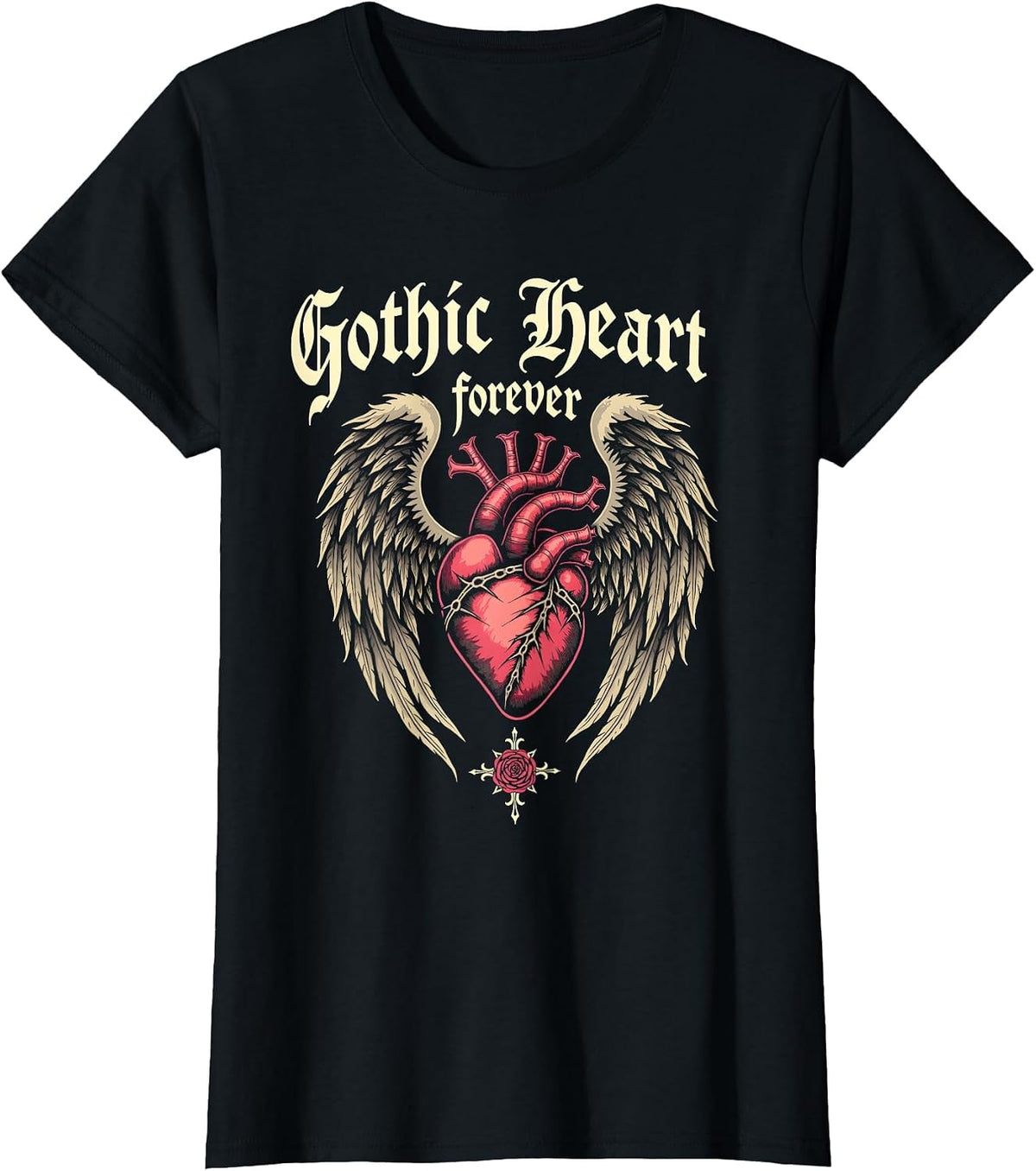 Gothic Heart Forever Dark Romance Women's Design T-Shirt - Black