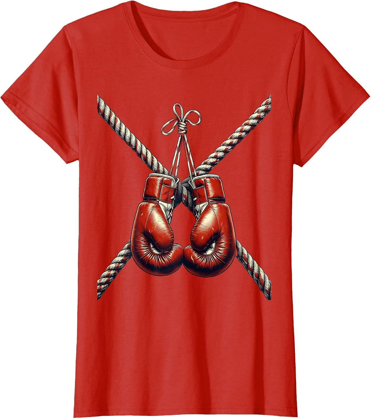 Boxing Gloves Corner Ropes Sports Graphic T-Shirt - Red