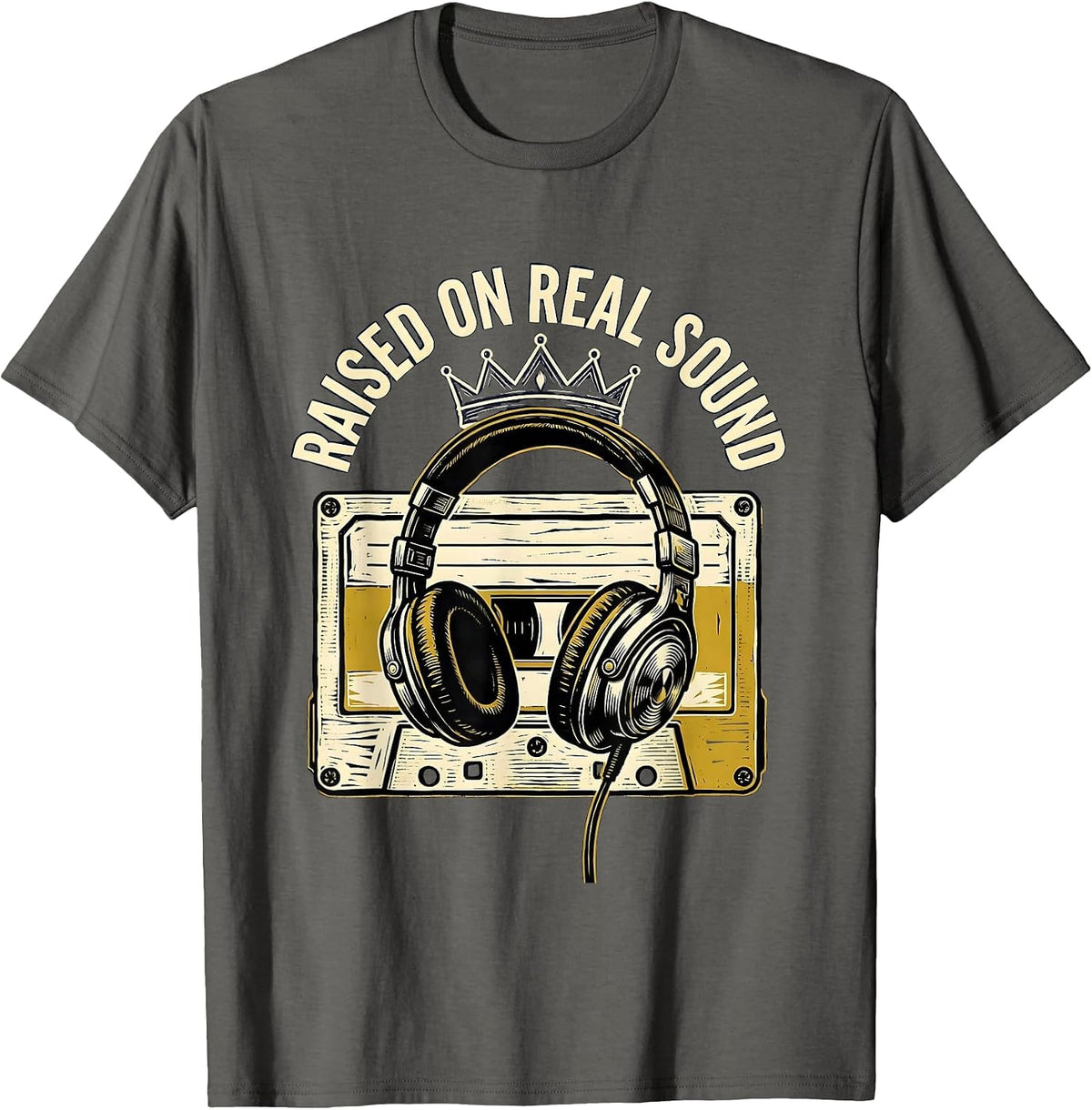 Raised On Real Sound Retro Hip Hop Rap Music Lover T-Shirt - Asphalt Grey