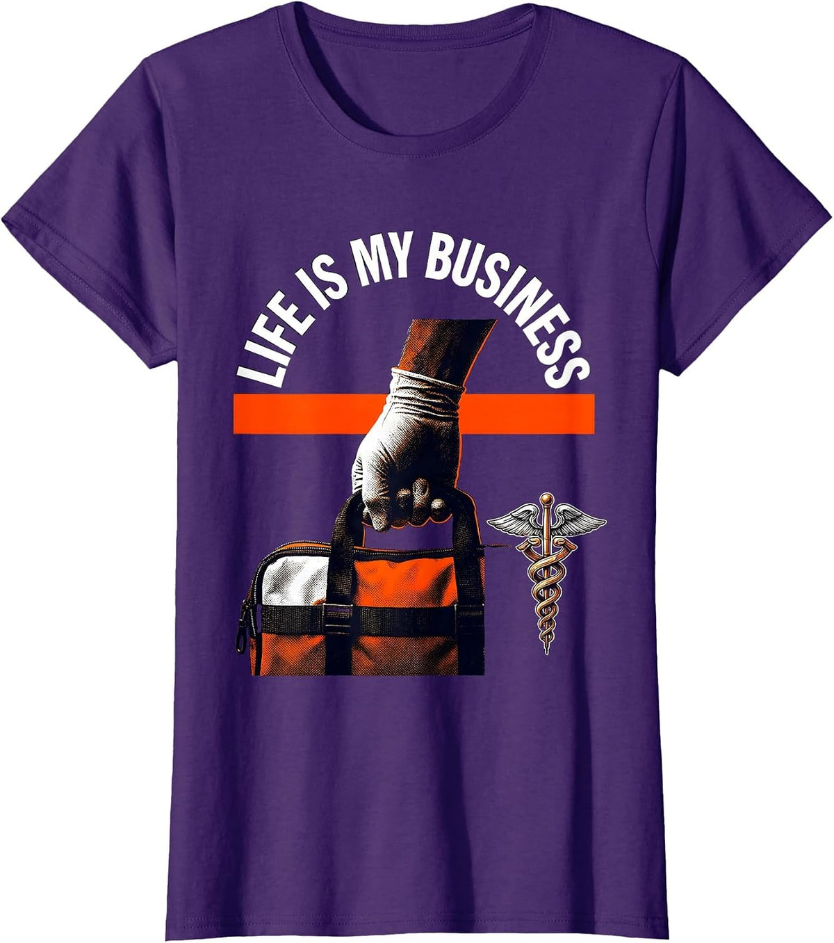 Women's Life Is My Business EMT Graphic Design T-Shirt - Purple