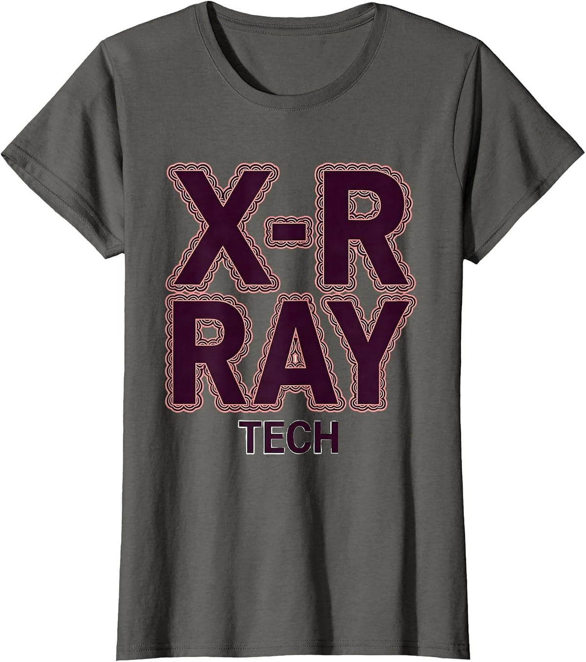 Women's X-RAY TECH Cute Radiology Tech Coquette Playful Pride T-Shirt - Asphalt Grey