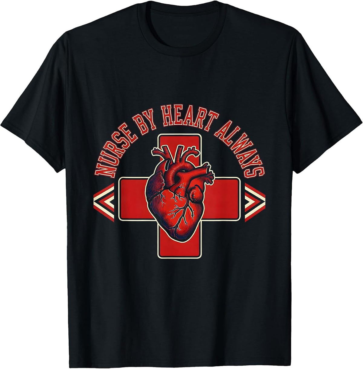 Men's Nurse By Heart Always School Nurse Design T-Shirt - Black