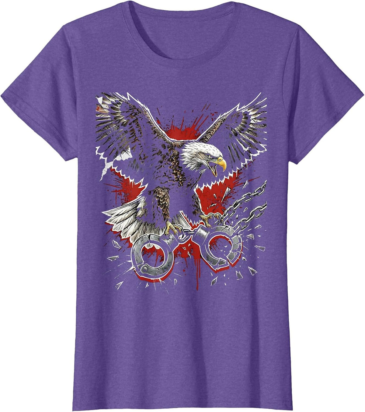 Bald Eagle Breaking Free Graphic Design T-Shirt - Purple Heather