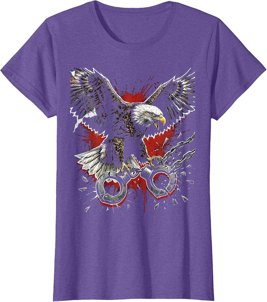 Bald Eagle Breaking Free Graphic Design T-Shirt - Purple Heather