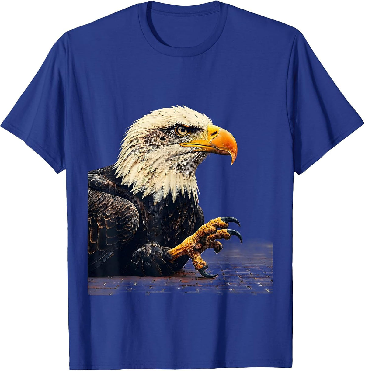 Bald Eagle Minimalist Retro Patriotic Novelty T-Shirt - Royal Blue