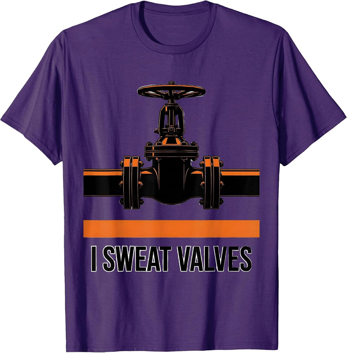 Men's I Sweat Valves Brutalist Graphic Funny Plumber Dad Gift T-Shirt - Purple