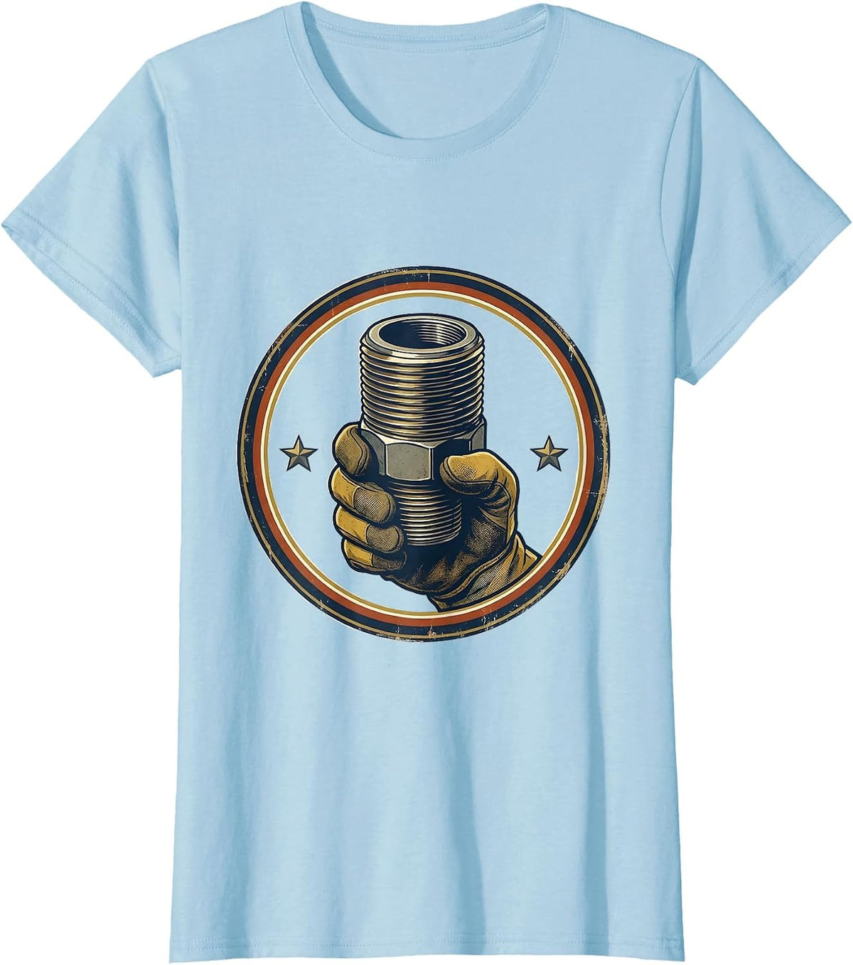 Sealed Pipe Nipple Vintage Plumber Humor T-Shirt - Baby Blue