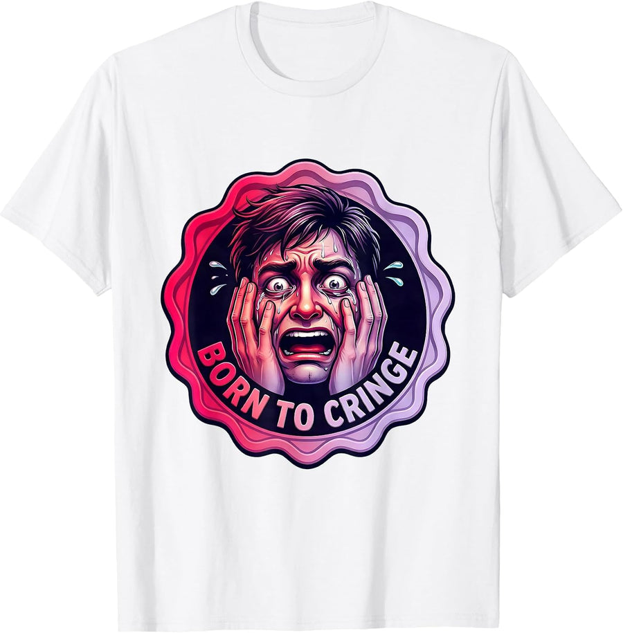 Men's Born to Cringe Embarrassing Humor Design T-Shirt - White