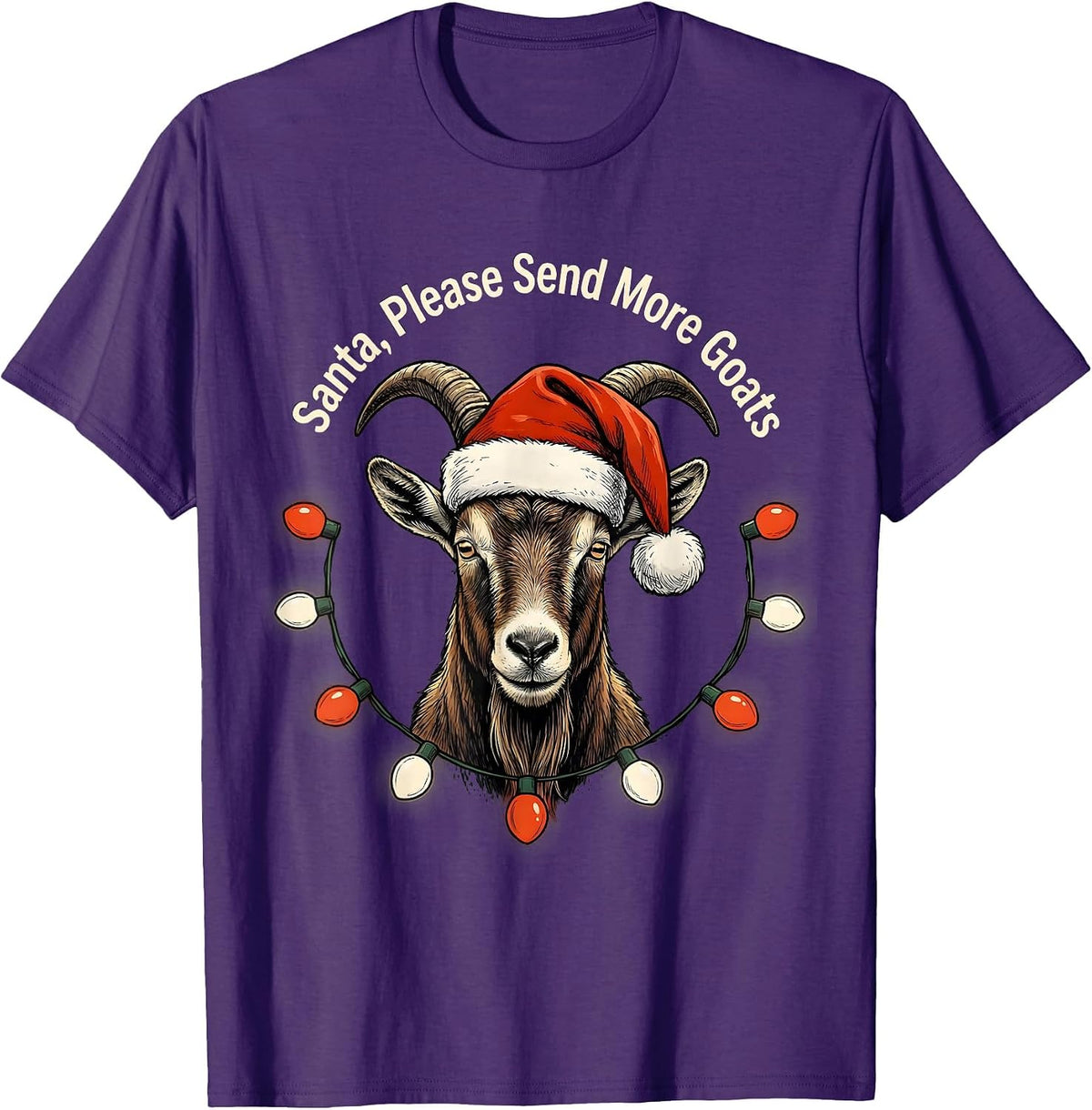 Santa, Please Send More Goats Whimsical Farm Animal T-Shirt - Purple