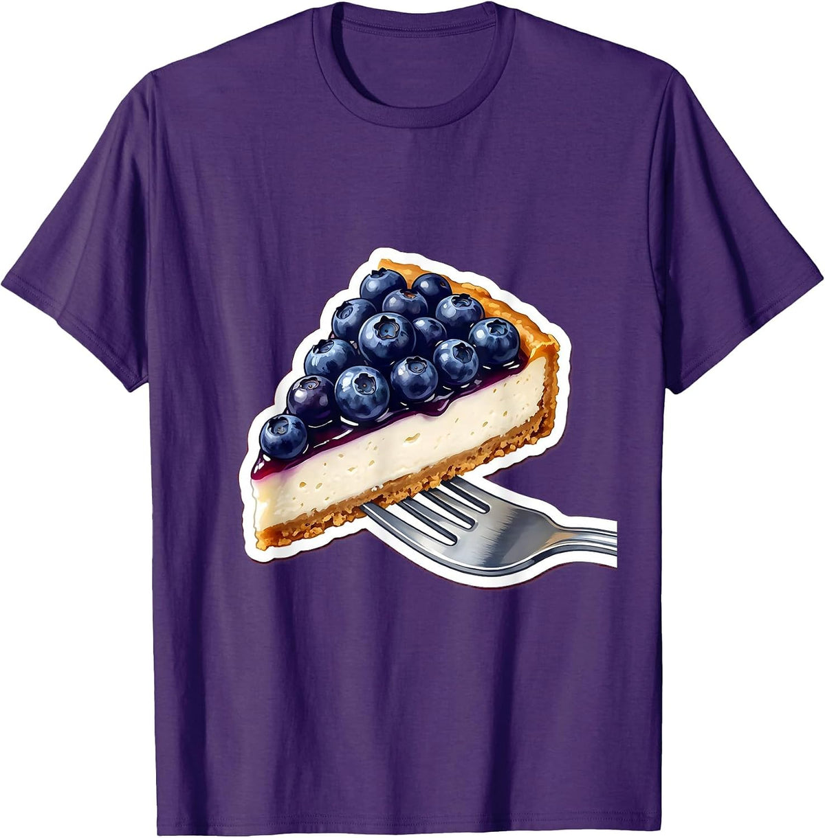 Red White and Blueberries Cheesecake Fork Art T-Shirt - Purple