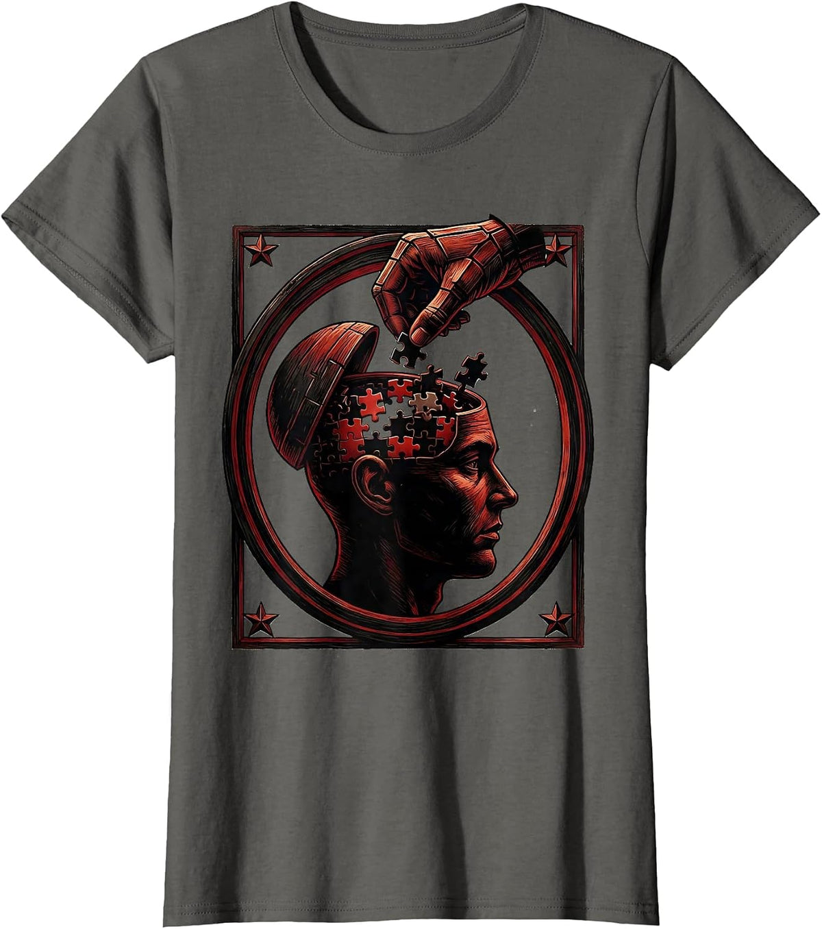 Women's Make Sense Common Again Puzzle Mind Graphic T-Shirt - Asphalt Grey