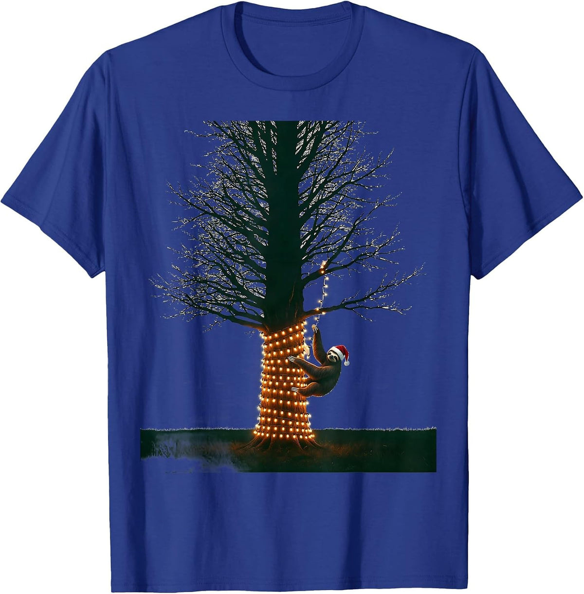 Men's Bare Evergreen Sloth Holiday Humor Sloth Lover T-Shirt - Royal Blue