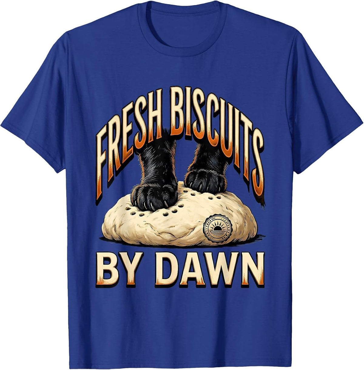 Men's Fresh Biscuits By Dawn Funny Cat Lover Bakery Humor T-Shirt - Royal Blue