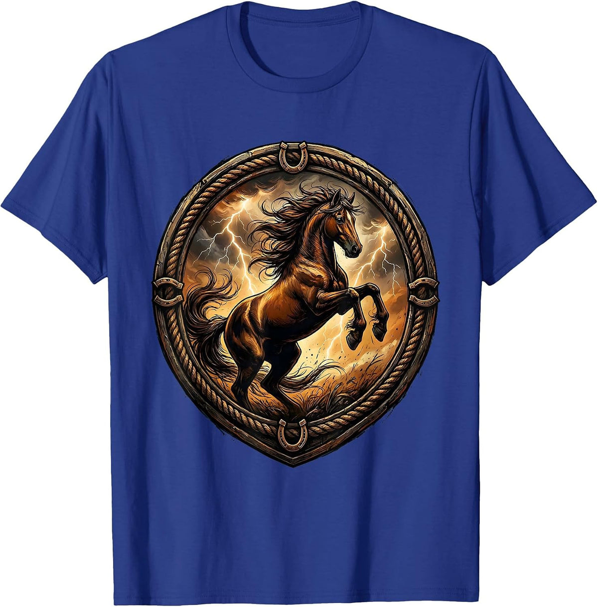 Men's Rearing Horse Stormy Sky Western Graphic T-Shirt - Royal Blue