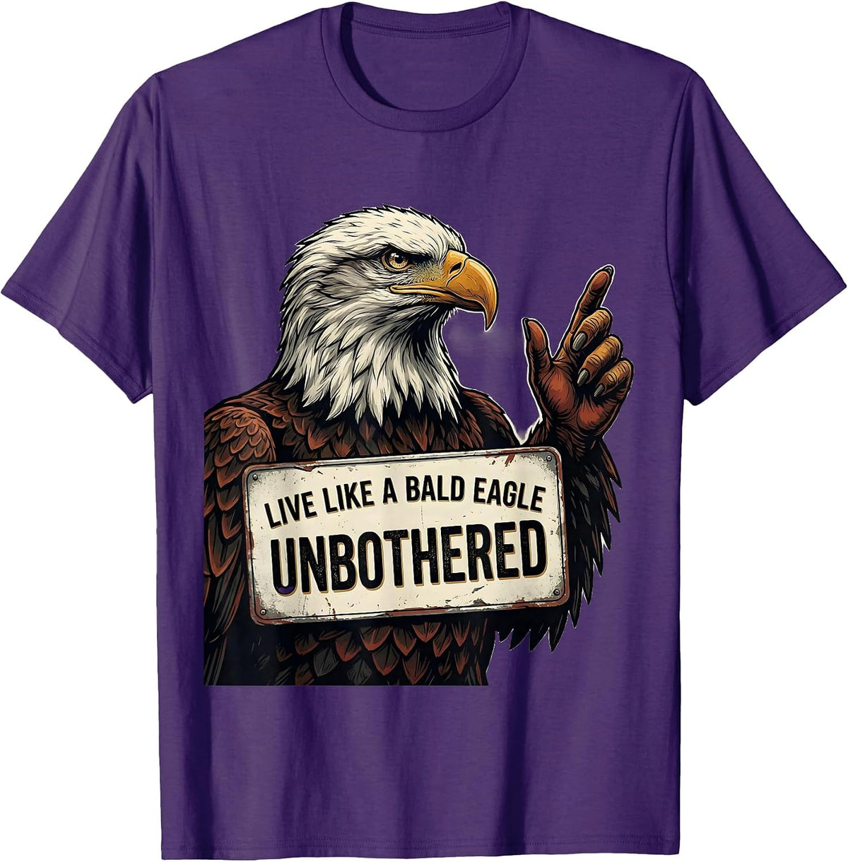 Live Like A Bald Eagle: Unbothered Retro Patriotic Eagle T-Shirt - Purple