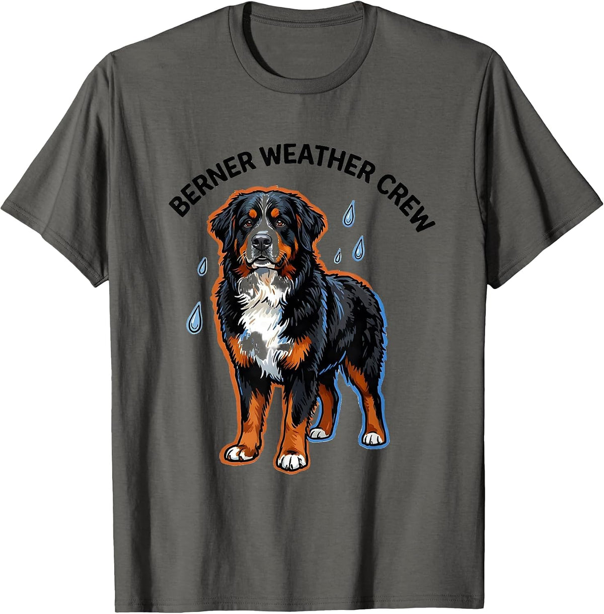 Men's Berner Weather Crew Funny Bernese Mountain Dog Owner Breed T-Shirt - Asphalt Grey