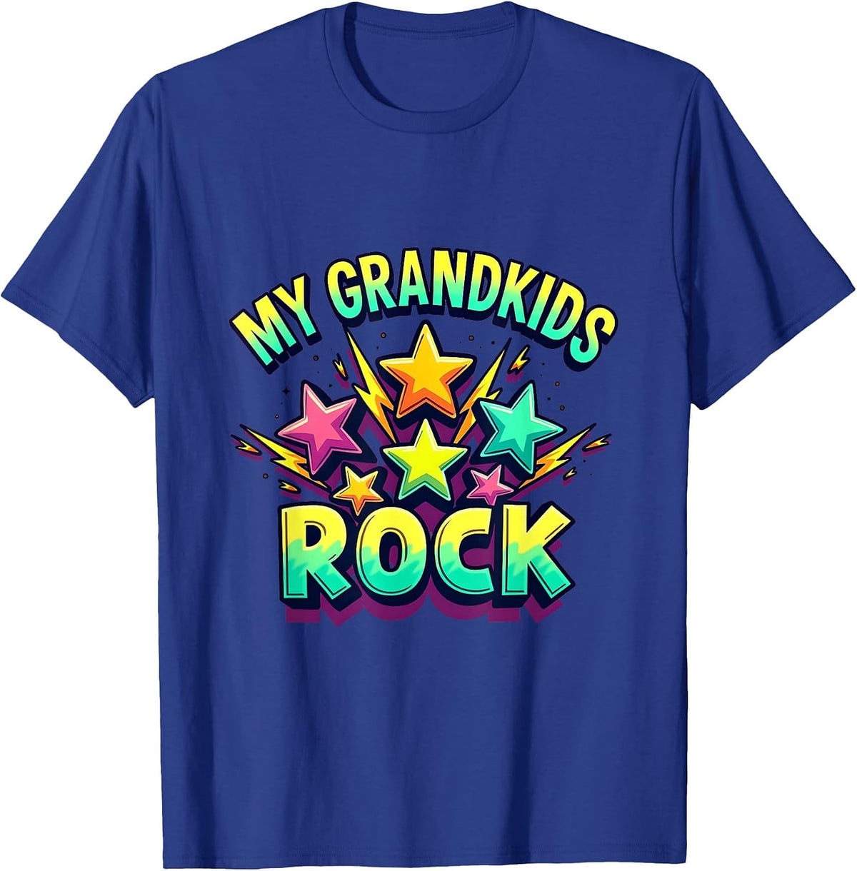 My Grandkids Rock Proud Grandma Design T-Shirt - Royal Blue