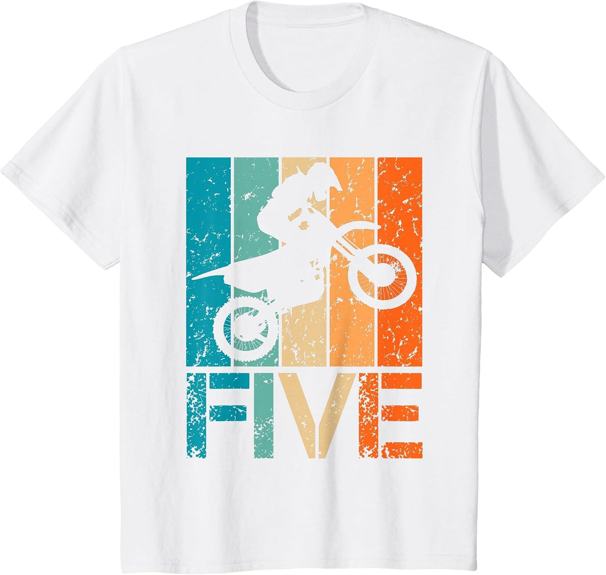 Dirt Bike 5th Motocross Birthday 5 Year Old 5yr Boys Girls T-Shirt - White
