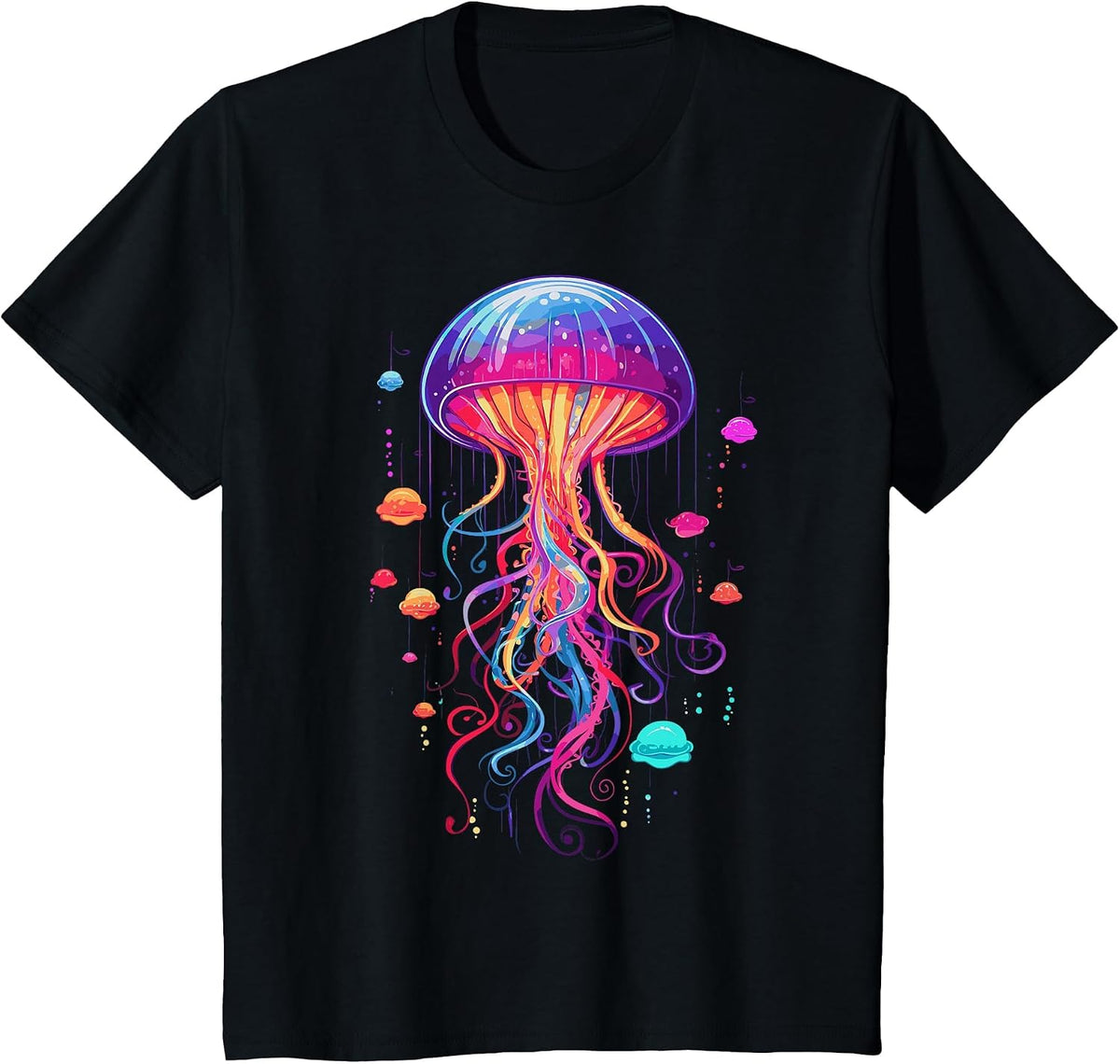 Jellyfish Ocean Animal Scuba Diving Rainbow Jelly Fish T-Shirt - Black