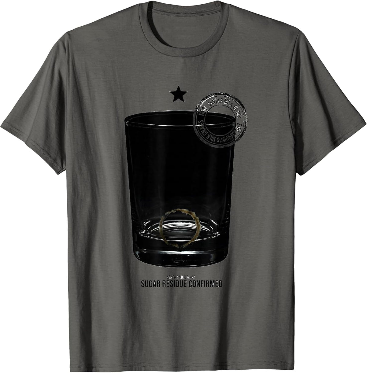 Santa's Milk Glass: Sugar Residue Confirmed Dentist T-Shirt - Asphalt Grey