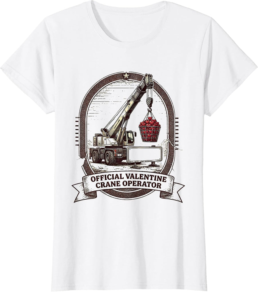 Women's Official Valentine Crane Operator Funny Toddler Boy T-Shirt - White