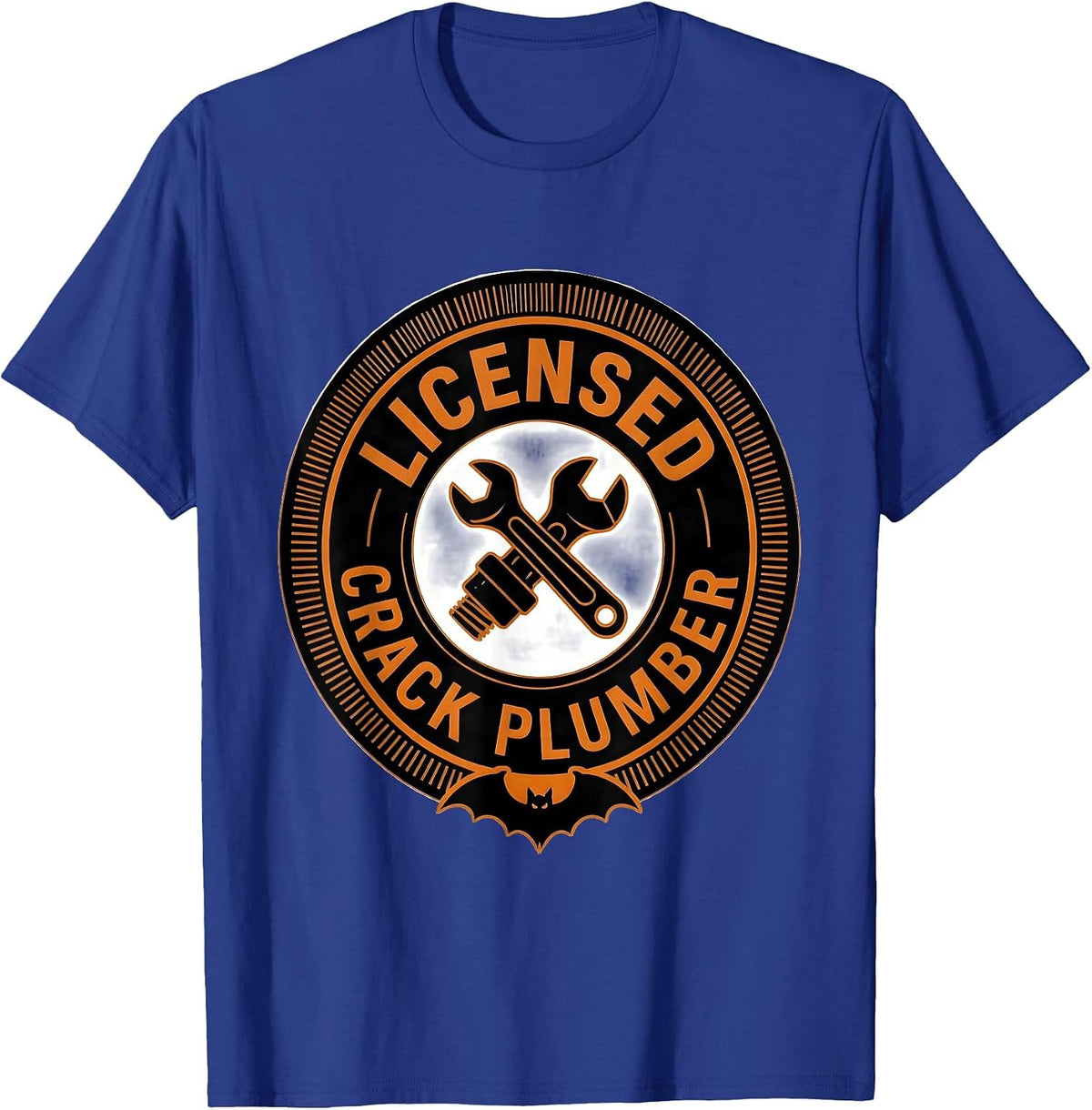 Licensed Crack Plumber Funny Occupation Halloween Costume T-Shirt - Royal Blue