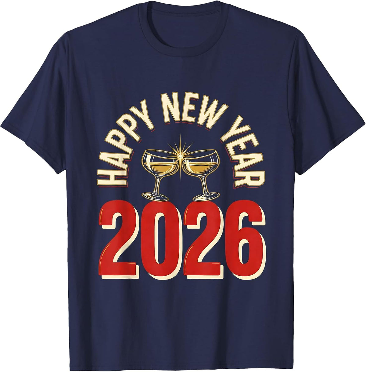 Men's Happy New Year 2026 Festive Nurse Party Matching Group T-Shirt - Navy Blue