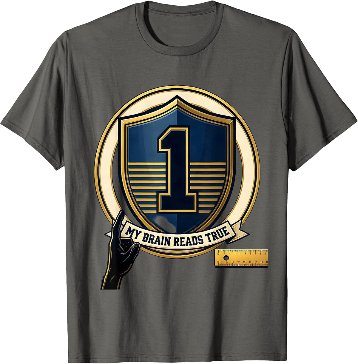 Men's My Brain Reads True Dyslexia Awareness Month Emblem T-Shirt - Asphalt Grey