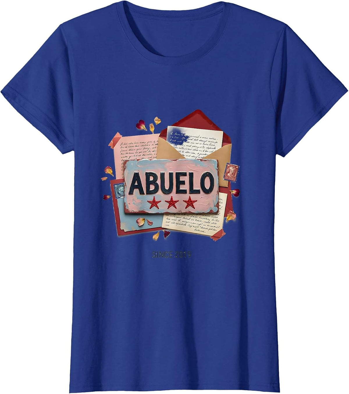 Women's Abuelo Since 2019 Funny Grandpa Birth Announcement T-Shirt - Royal Blue