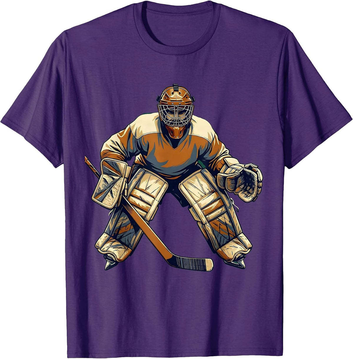 Men's Vintage Hockey Goalie Classic Leather Mask Graphic T-Shirt - Purple
