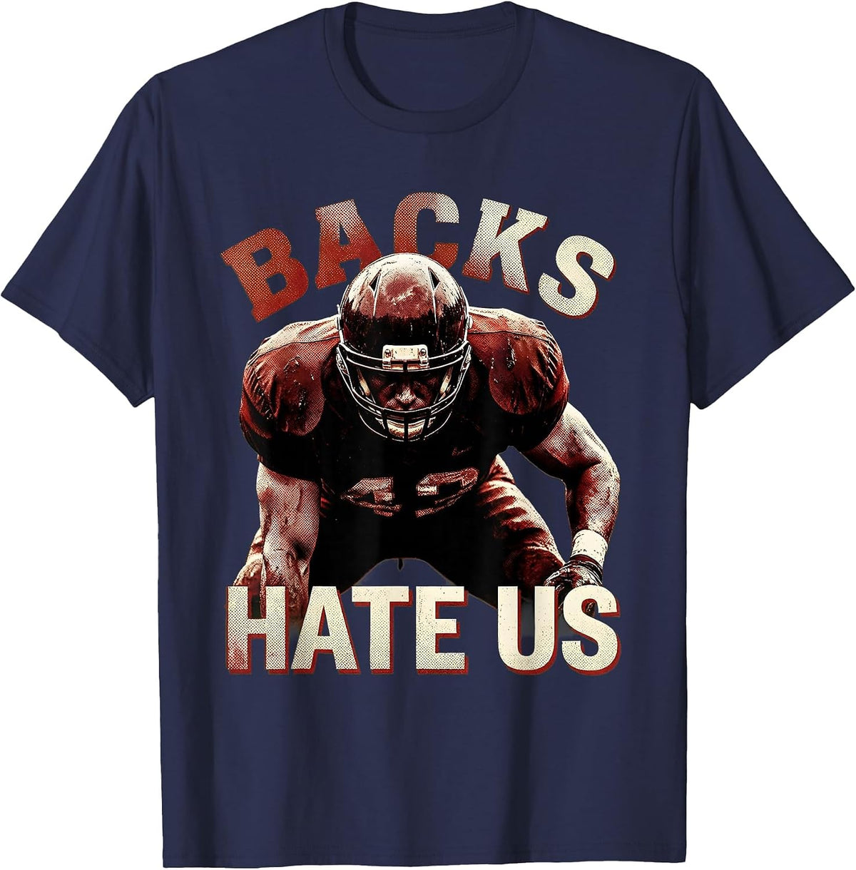 Backs Hate Us Rugby Forward Pride Design T-Shirt - Navy Blue