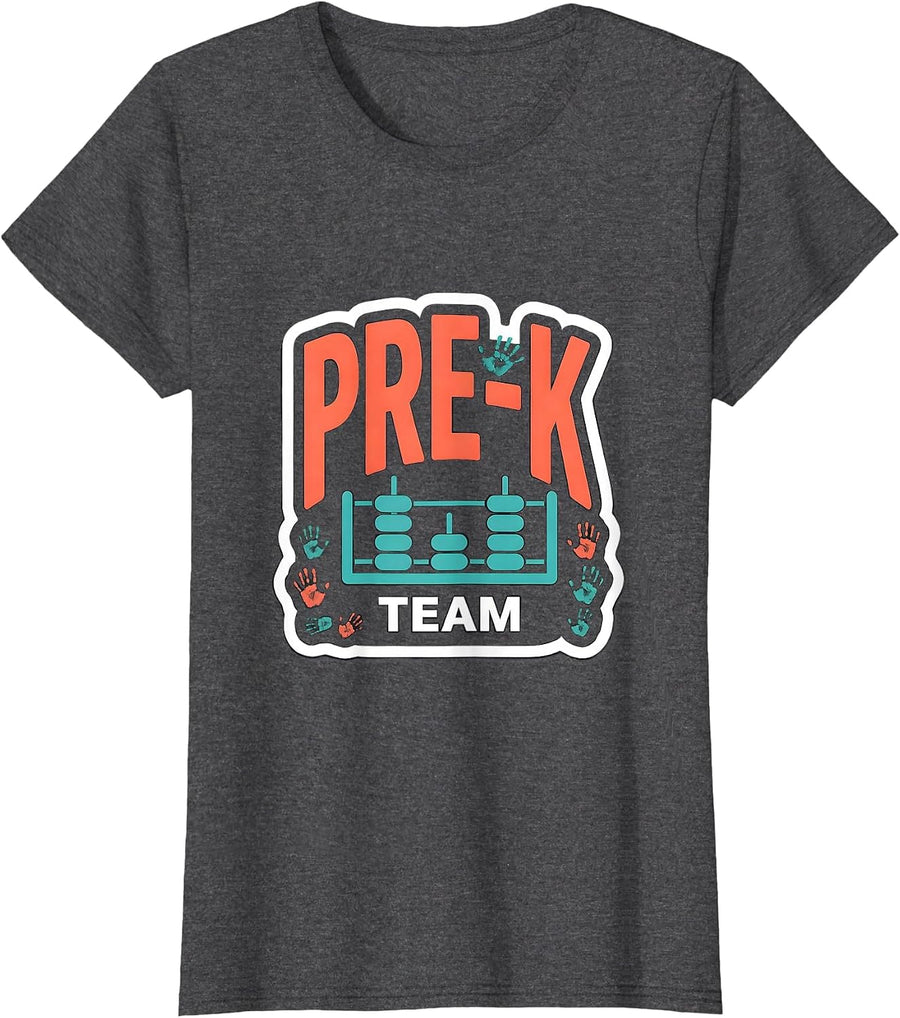 Women's Pre-K Team Funny Preschool Teacher Humor Gift for Students T-Shirt - Dark Heather Grey