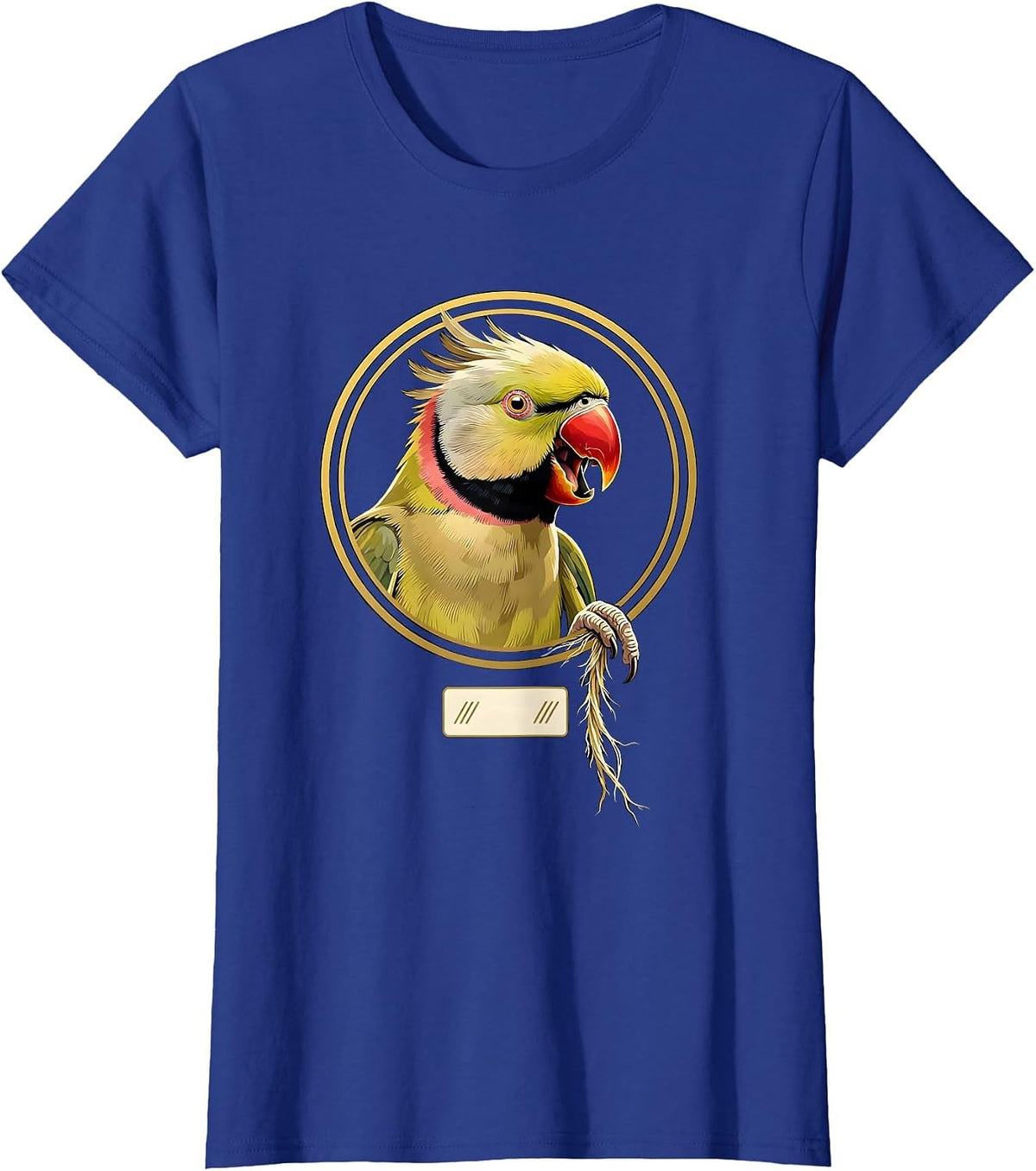 Women's Indian Ringneck Parakeet Bird Owner Humor Emblem T-Shirt - Royal Blue