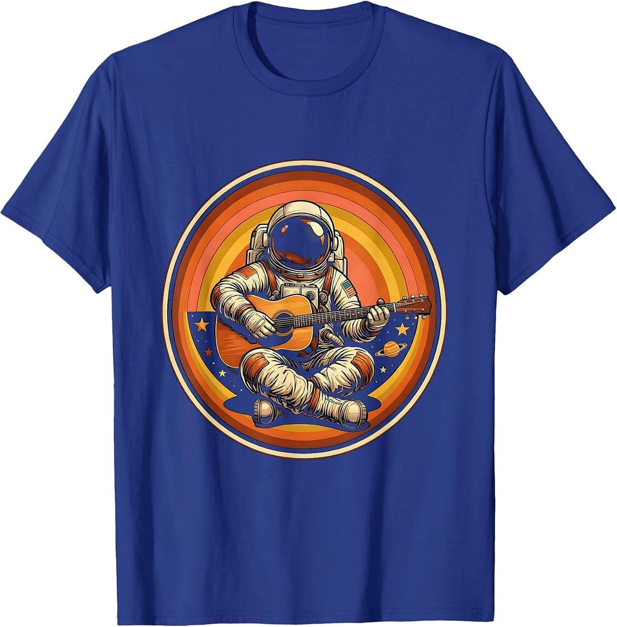 Astronaut Acoustic Guitar Player in Space T-Shirt - Royal Blue