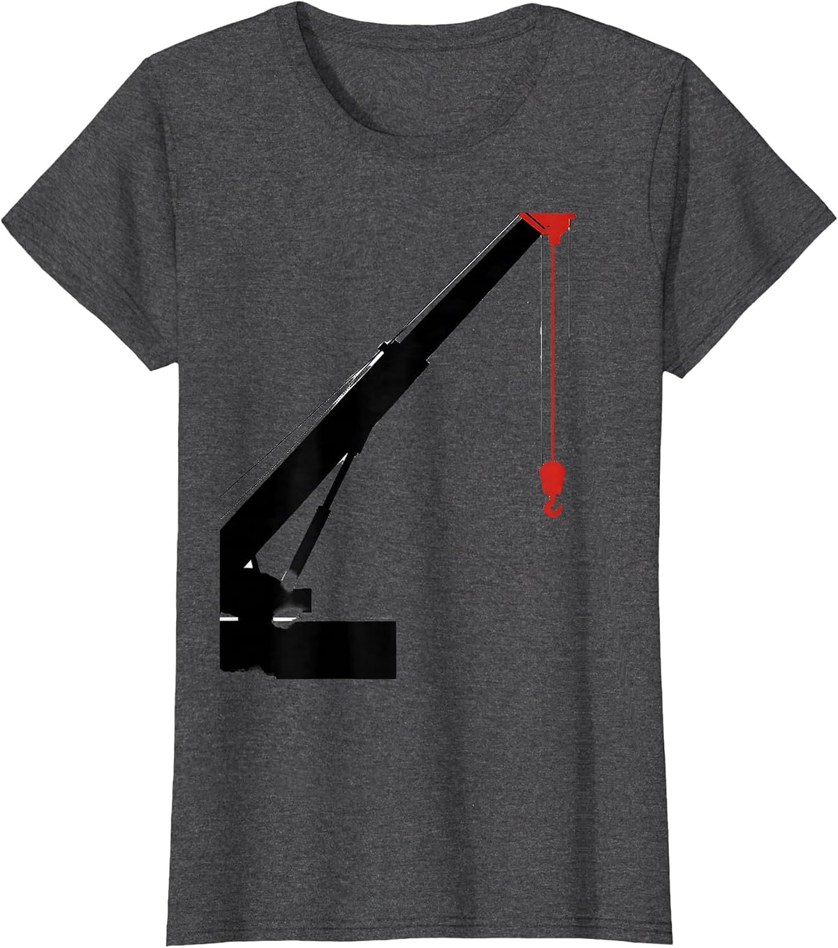 Women's Geometric Mobile Crane Operator Heavy Equipment Humor T-Shirt - Dark Heather Grey