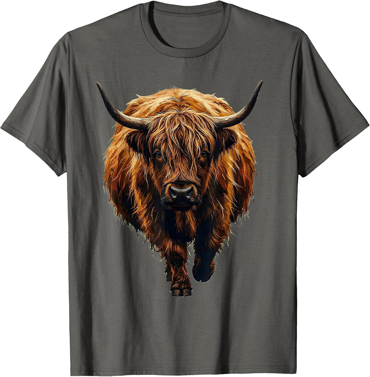 Men's Highland Cow Cute Scottish Humor Casual Wear T-Shirt - Asphalt Grey