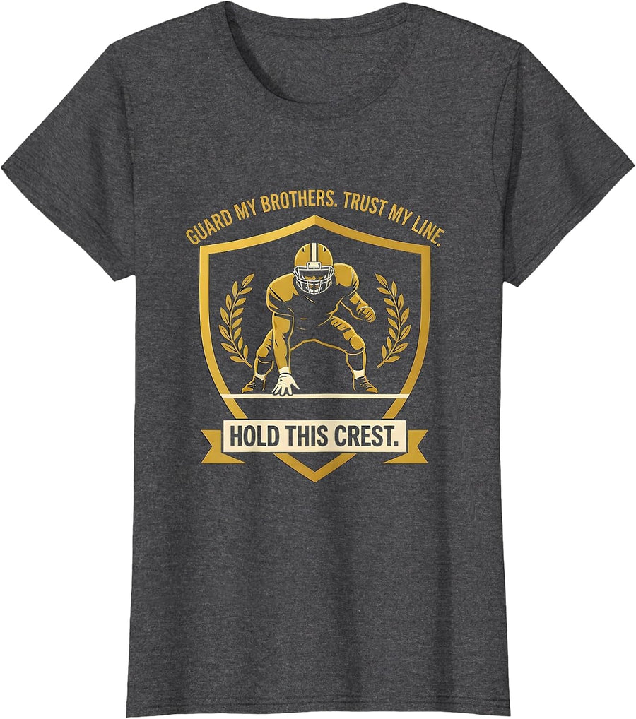 Women's Guard My Brothers Trust My Line Football Lineman T-Shirt - Dark Heather Grey