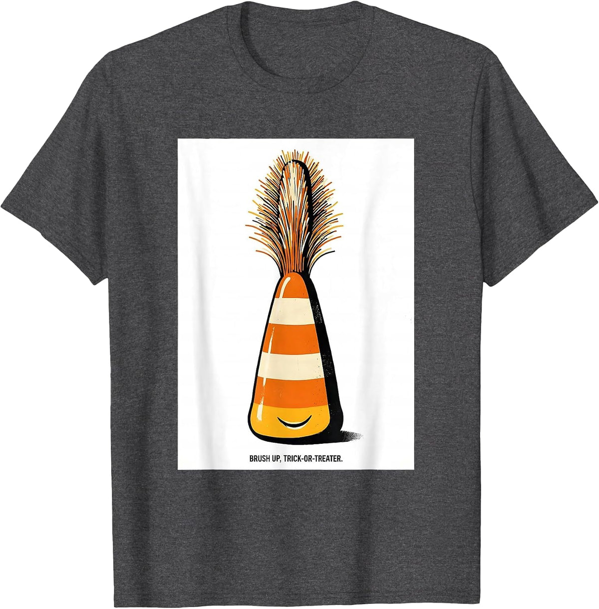 Brush Up, Trick-or-Treater Funny Dentist Halloween Dental T-Shirt - Dark Heather Grey