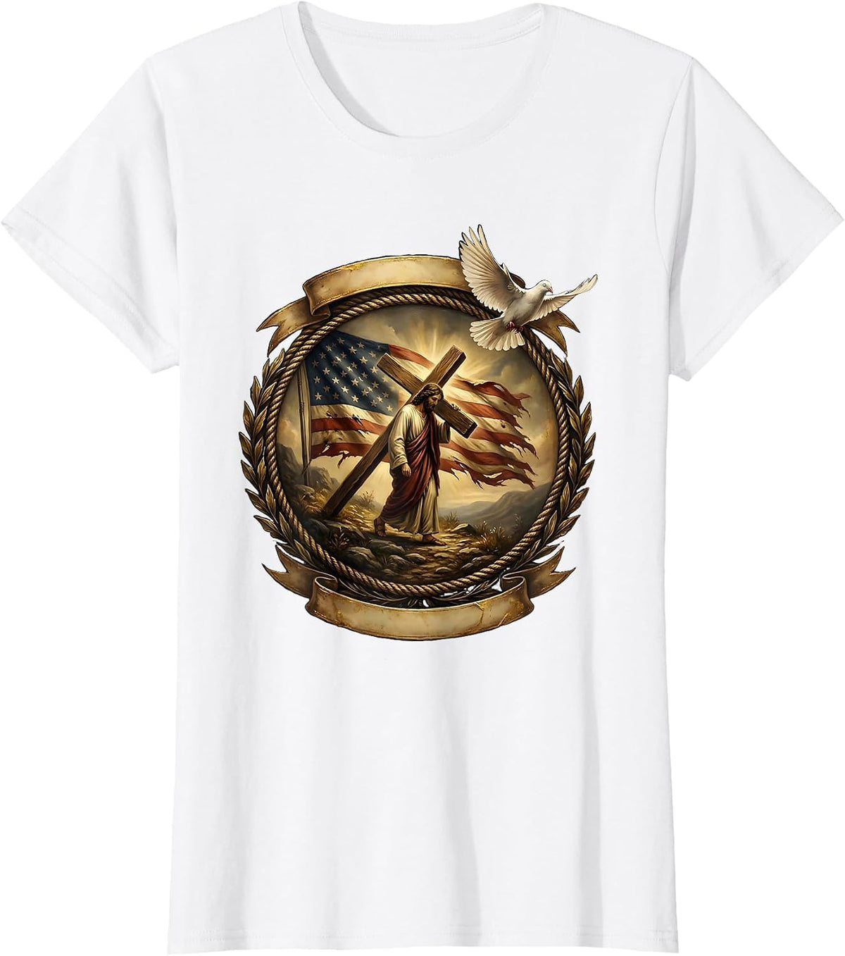 Jesus Carrying the Cross Up the Hillside T-Shirt - White