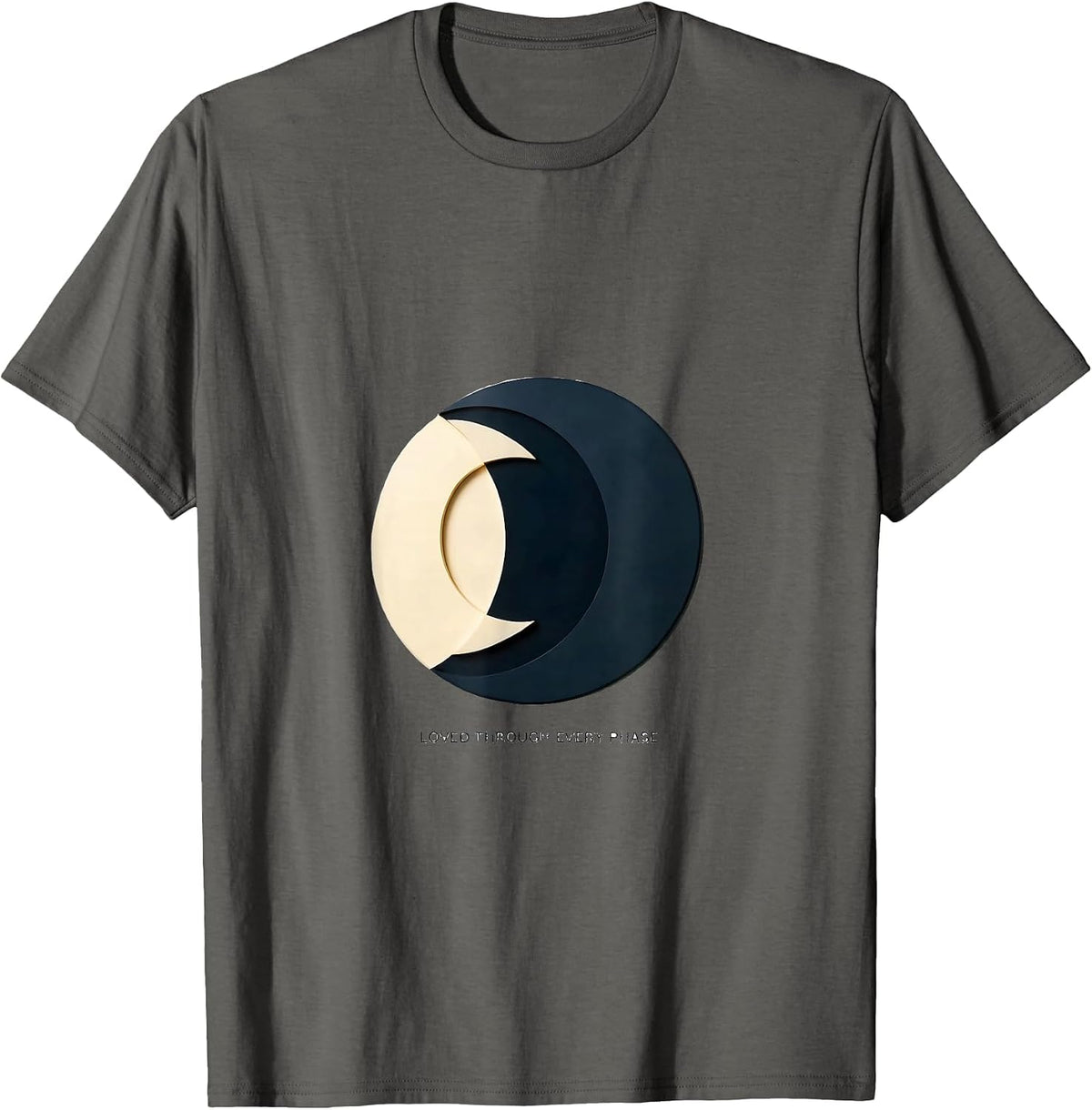 Loved Through Every Phase Minimalist Moon Phases Celestial T-Shirt - Asphalt Grey