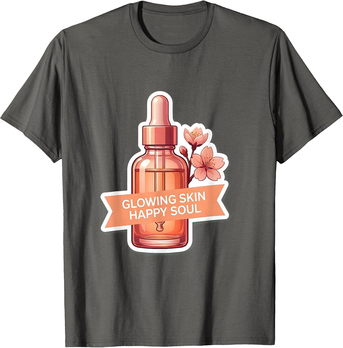 Glowing Skin Happy Soul K-Beauty Design T-Shirt - Asphalt Grey