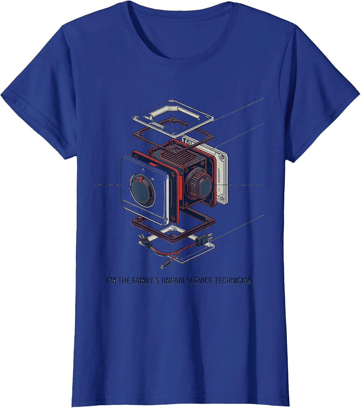 Women's I'm The Family's Unpaid Service Technician Funny IT Gift T-Shirt - Royal Blue