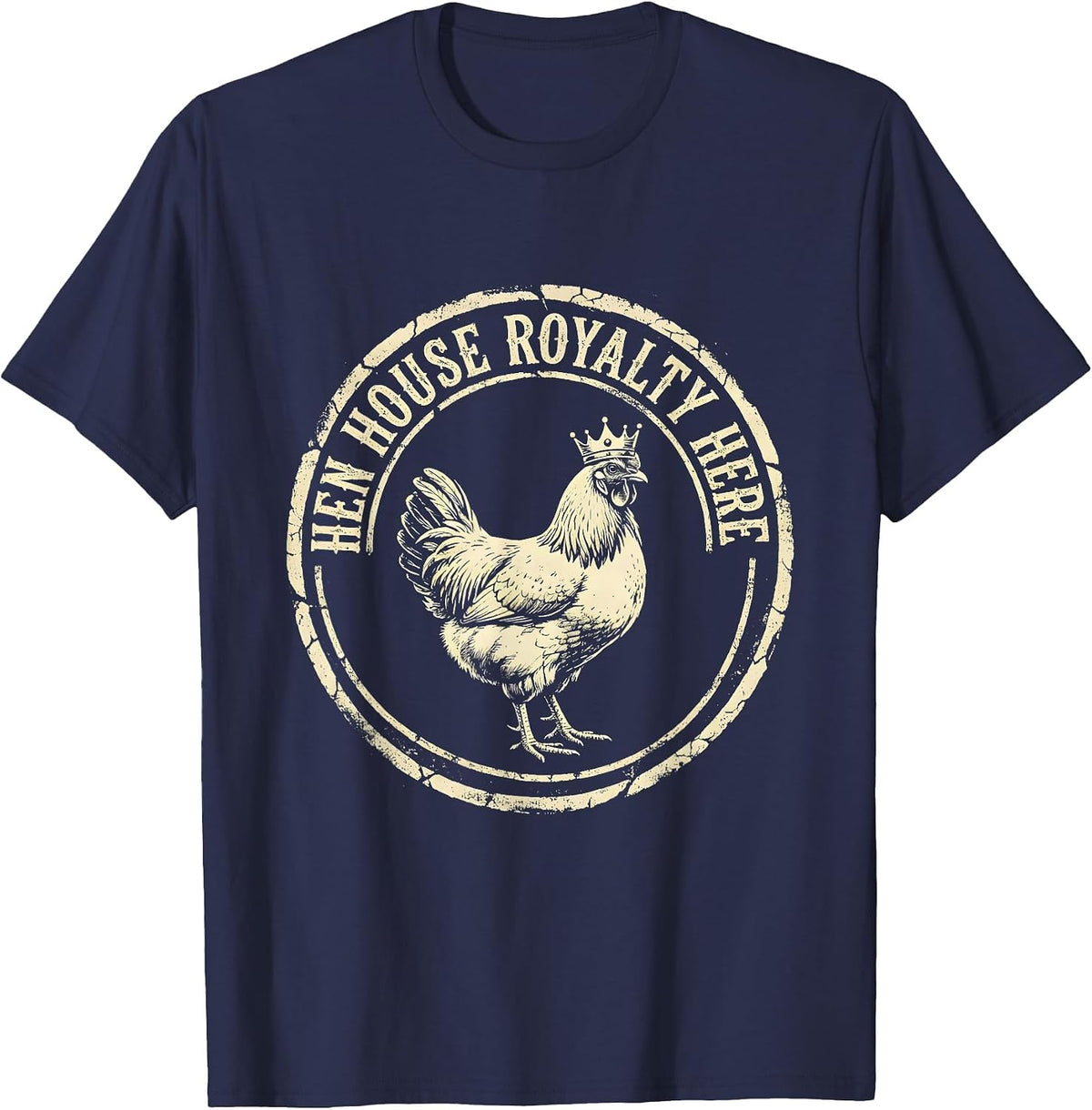 Hen House Royalty Funny Chicken Design T-Shirt - Navy Blue