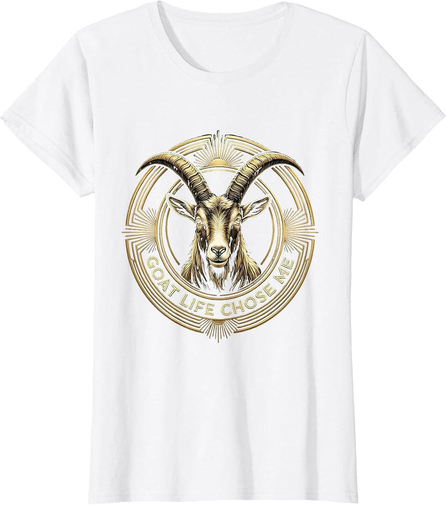 Women's Goat Life Chose Me Funny Goat Design T-Shirt - White