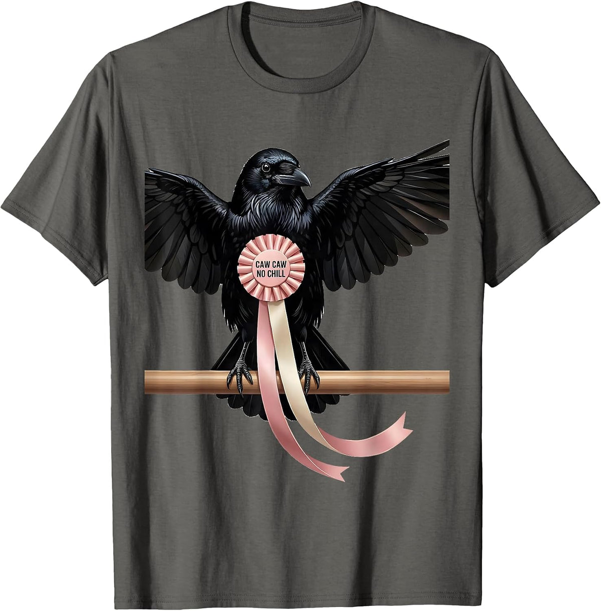 Caw Caw No Chill Funny Crow Design T-Shirt - Asphalt Grey