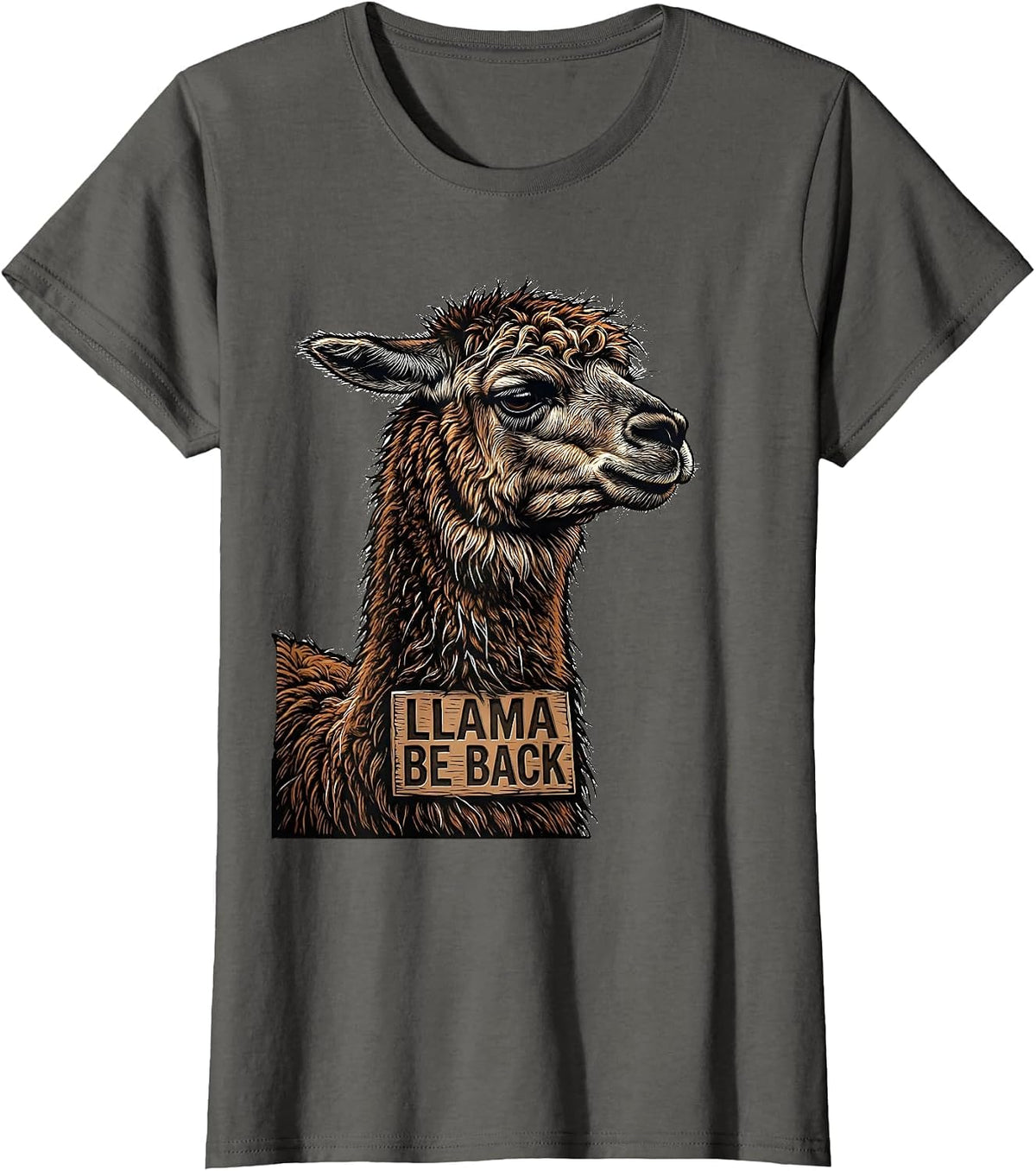 Women's Llama Be Back Funny Llama Alpaca Squad Humor T-Shirt - Asphalt Grey