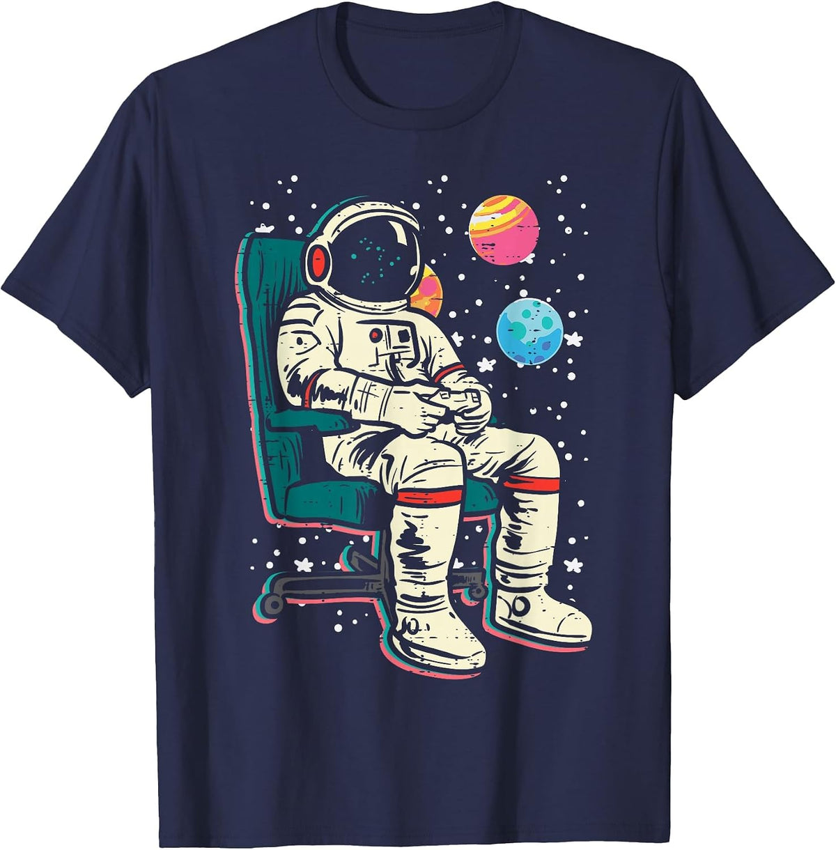 Astronaut Gamer Space Video Gaming Galaxy Men Boys Kids Teen T-Shirt - Navy Blue