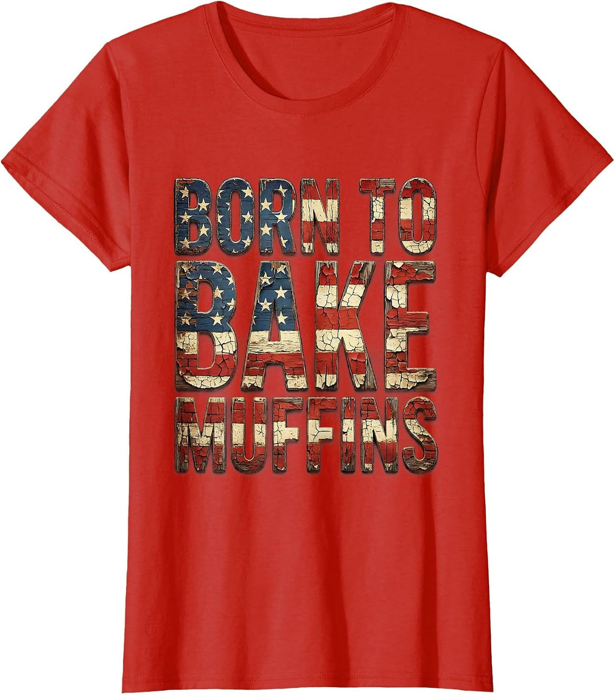 Born to Bake Muffins Muffin Man Design T-Shirt - Red